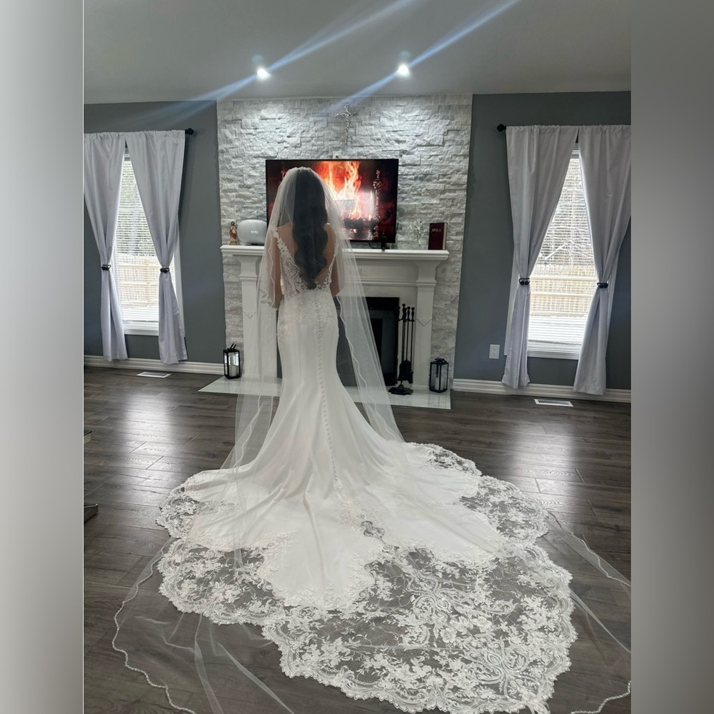 Elegant White Lace Wedding Dress with Train - Picture 6 of 6